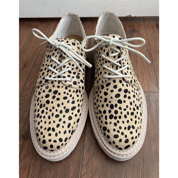 DOLCE VITA Martie Lace-Up Leopard Print Calf Hair Lug Sole Oxford Shoes Sz 11 - Picture 3 of 10